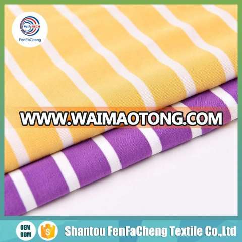 Striped knitted textile organic jersey fabric made from rayon spandex and milk silk yarn for T-shirts